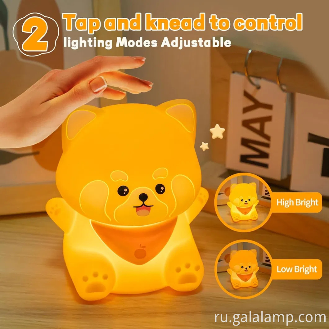 Очаровательная перезаряжаемая красная панда сенсорная лампа для детских комнат